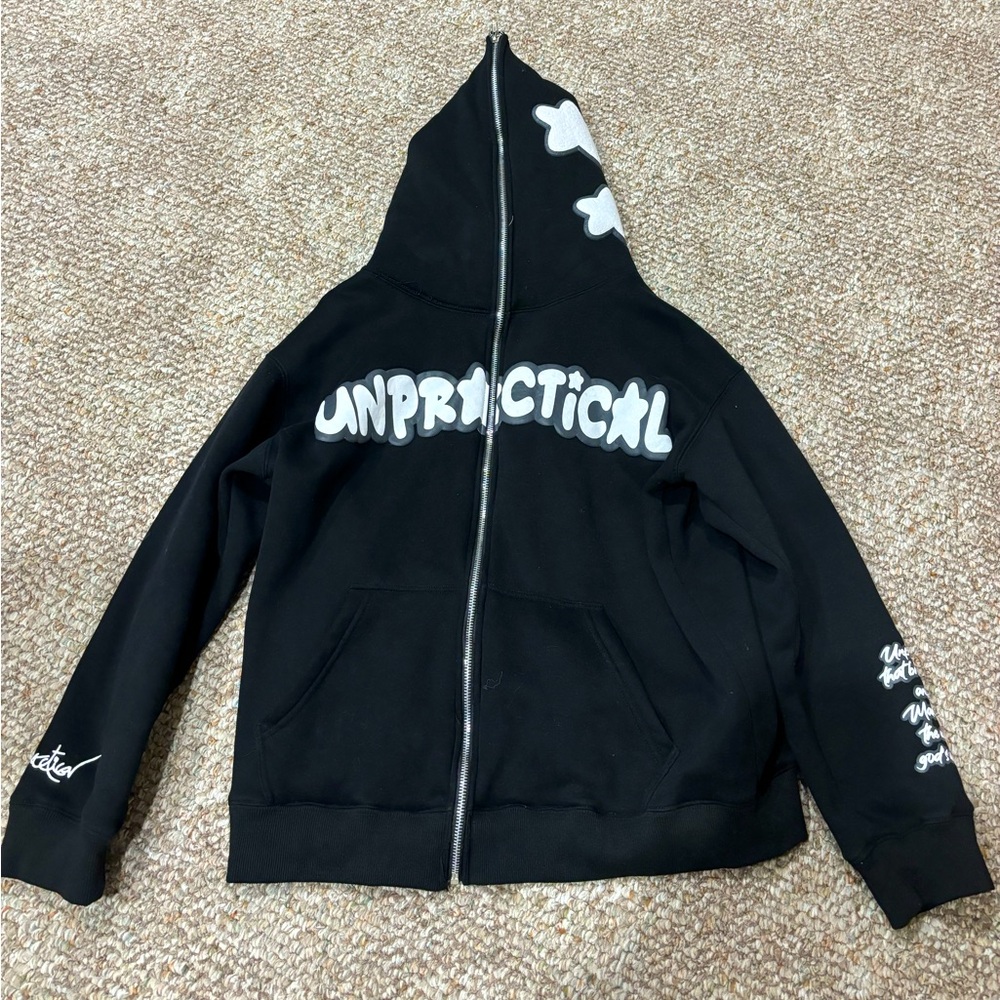 Black puff print full zip - Picture 1 of 4